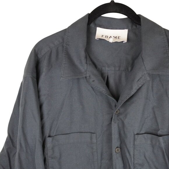 Frame Brushed Cotton And Tencel-blend Twill‎ Shirt In Shadow Grey Sz L - Picture 2 of 8